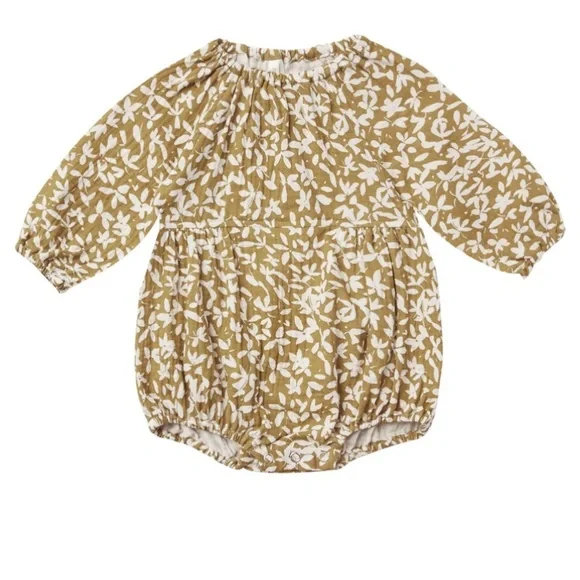Rylee + Cru Long Sleeve Bubble Romper Ditsy Floral Gold Toddler Girl Sz 2-3 - Picture 1 of 6